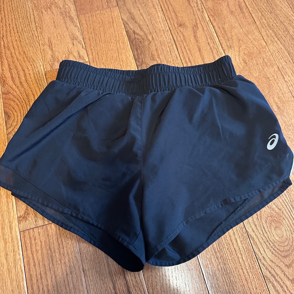 Asics Black Athletic Shorts Lightweight Elastic Waist